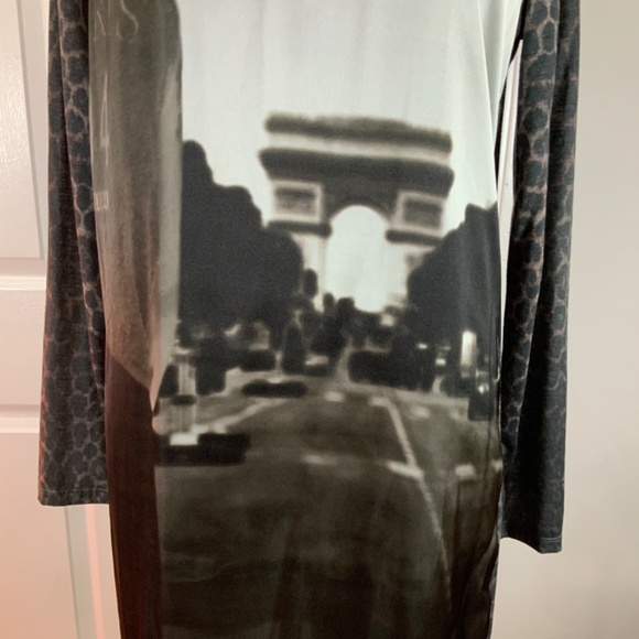 Zara Paris Photo Print Leopard Black Dress Size Large - Picture 9 of 9